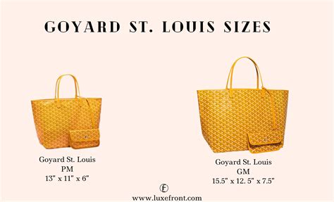 measurements for goyard st louis mm|goyard tote bag size comparison.